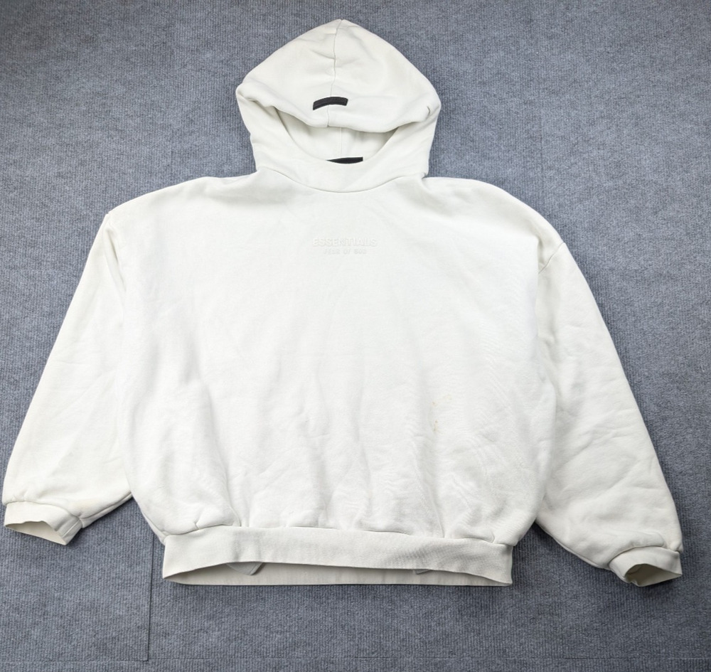 Essentials Fear Of God Hoodie Mens Large Oversized Sweatshirt Boxy Beige Fleece